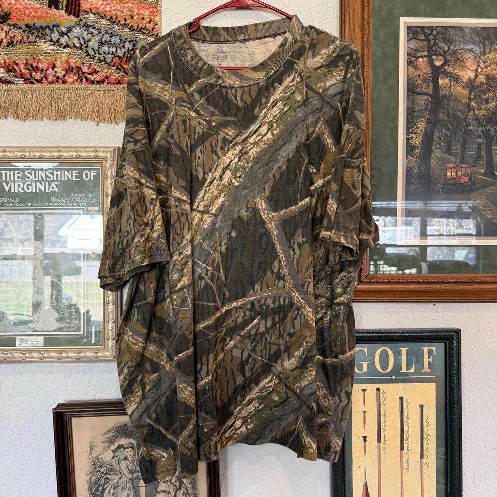 Vintage 90s RARE Mossy Oak Branch Camo Real Tree Hunting‎ Shirt Size Men’s 3XL